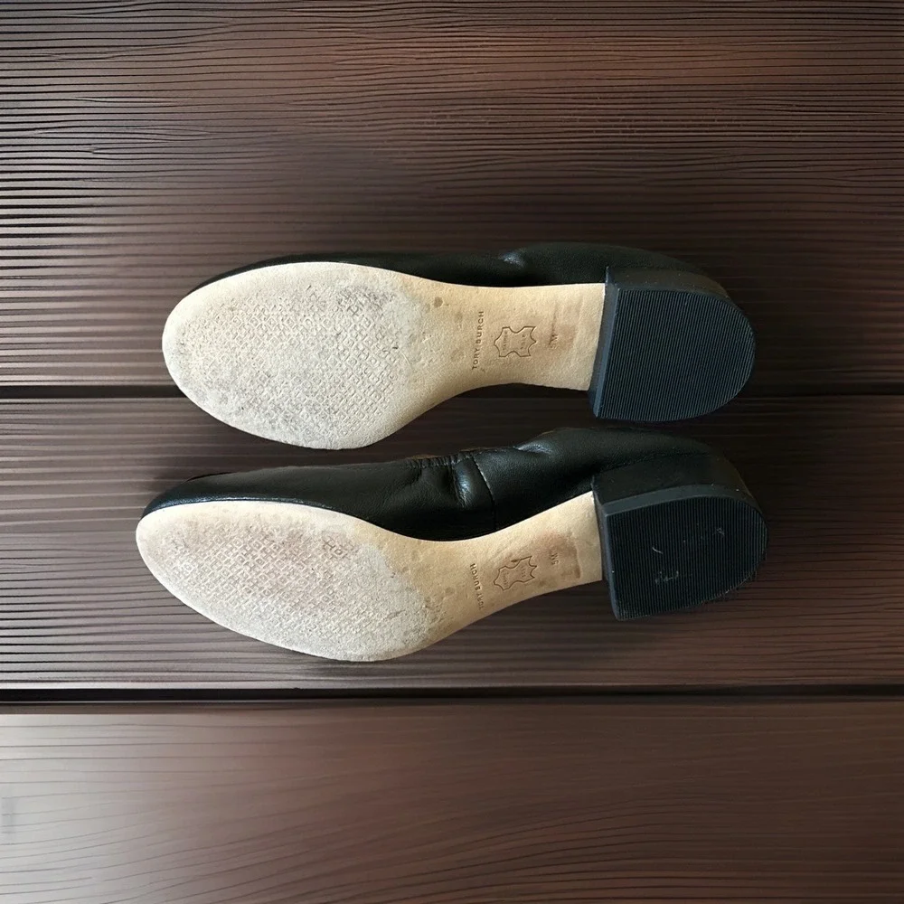 Tory Burch‎ Benton 2 Ballet Scrunch Back Nappa Leather Heel Size 5 - Picture 5 of 8